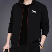 Resim Erkekler için İlkbahar/Sonbahar Uzun Kollu Açık Hırka Jogging Düz Renkli Dik Yaka Günlük Spor Giyim Takımı 