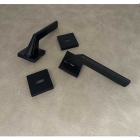 Resim Rivax Anka Mat Siyah Zamak Kare Rozetli Oda Kapı Kolu 1 Takım 