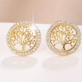 Resim 1 Çift Şık Minimalist Tarz Hayat Ağacı Çivi Küpeler, Günlük Kullanım İçin Uygun 