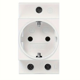 Resim 10-16A 250V 2P+E Priz, DIN ray montajı için uygun, Avrupa standardı (/Fransız/İngiliz düzenlemeleri), dağıtım kutularında, kontrol dolaplarında ve enstrümant panolarında kullanılabilir, beyaz koruyucu temas prizleri 