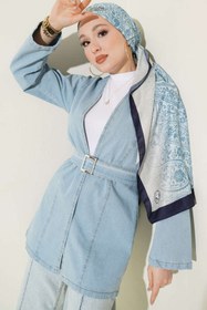 Resim VOLT CLOTHİNG Kemer Tokalı Kuşaklı Kot Kimono 