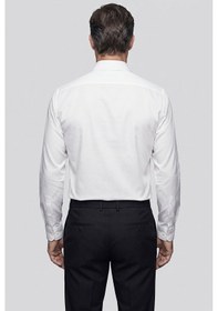 Resim Bisse Beyaz Regular Fit Cepsiz Klasik Uzun İtalyan Yaka Saten Gömlek Gmkls252184 D01 