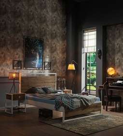 Resim Unimet Ariane Ahşaplı Çift Kişilik Metal Karyola Beyaz (AHŞAP LATALI) 