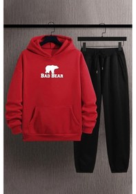 Resim Bear Baskılı Eşofman Takımı Kırmızı 