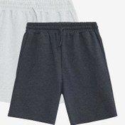 Resim AC&Co / Altınyıldız Classics Erkek Antrasit - Gri Melanj 2'li Paket Pamuklu Rahat Nefes Alabilen 2 İplik Cepli Örme Standart Fit Şort Antrasit - Gri Melanj 