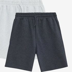 Resim AC&Co / Altınyıldız Classics Erkek Antrasit - Gri Melanj 2'li Paket Pamuklu Rahat Nefes Alabilen 2 İplik Cepli Örme Standart Fit Şort Antrasit - Gri Melanj 