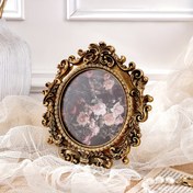Resim 1 Adet, Vintage Barok Altın Desen, Yuvarlak Çiçek Desenli Masaüstü & Duvar Askı Çerçevesi, Dikey Yön, 4x4 Fotoğraflar için Glam Stil Reçine Resim Çerçevesi 