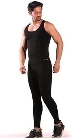 Resim Mom's Lab Erkek Büyük Beden Yağ Yakan Zayıflatan Sauna Termal Takım Askılı Atlet Ve Tayt Takım 