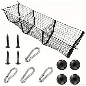 Resim Wangxi Suv Pickup Kamyon Yatağı İçin 109.22x30.48 Cm Nikelli Nilon Yük Neti Metal Gromet Ve D-halkaları İle Dayanıklı Elastik Depolama Çözümü 