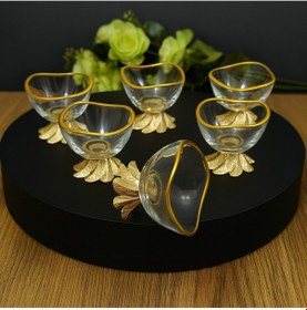 Resim Elta Collection 6 Lı Lüx Kahve Yanı Mini Lokumluk Şekerlik Sosluk Reçellik Çerezlik Kase Gold 