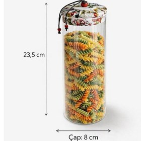 Resim Morponi 3'lü Borosilikat Cam Etnik Desenli Kumaaş Kapaklı Kavanoz Seti 1000 Ml Şeffaf 
