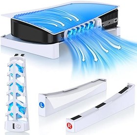 Resim PS5 Standı - PS5 Yatay Stand, 3 Fanlı Soğutucu 1 Arada - Beyaz PS5 Ayak, PS5 Disc ve Digital Edition Konsolu için 