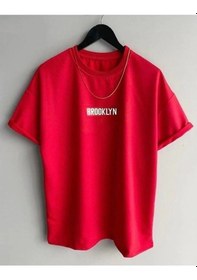 Resim Hırsch Unisex Kırmızı Brooklyn Baskılı T-shirt Kirmizi 