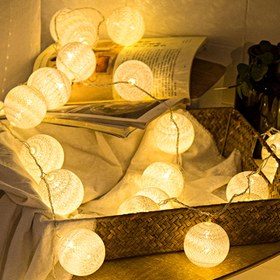 Resim 1 Adet Pil ile Çalışan 10 LED'li Top Şeklinde Işık Zinciri, El Yapımı Sevimli Peri Işıkları, İç Mekanlar, Yatak Odaları, Noel, Düğün Festivalleri, Partiler, Şükran Günü Dekorasyonları için (Pil Dahil Değildir) 