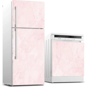 Resim ve Bulaşık Makinası Beyaz Eşya Sticker Kaplama Pembe Mermer 