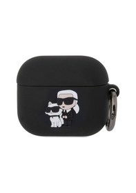 Resim Apple Uyumlu AirPods 3. Nesil Kılıf Karl Lagerfeld Lisanslı Karl&choupette 3d Silikon Siyah 