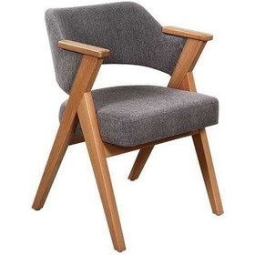 Resim Viora Ahşap Kolçaklı Sandalye Gri 