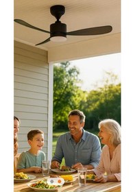 Resim Helios Hs-9304 70 W 3 Pervaneli Kumandalı Tavan Vantilatörü Siya 