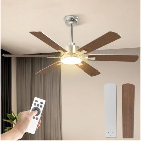 Resim 132 cm Tavan Vantilatörü ve LED Aydınlatma,sessiz, Uzaktan Kumandalı 