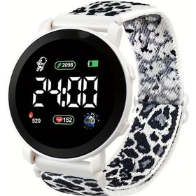 Resim Oldfriend Erkekler İçin Beyaz Led Dijital Astronot Kol Saati - Tarih/gün Gösterimi, Mavi Esnek Kayış Diğer 