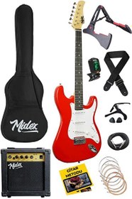 Resim Midex AGE-80RD Amfili Full Elektro Gitar Seti 4/4 Yetişkin 39" Red 