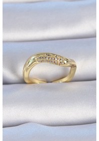 Resim Pirinç Gold Renk Zirkon Taşlı Kadın Yüzük - Ebj241012w28549 Bakır 
