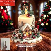 Resim 2D Düz, 1 Adet Bohem Tarzı 2D Çekirdek Akrilik Noel Mumu Süsü, Kar Manzaralı Köy Sahnesi, çam kozalarıyla ve mevalarla - aile temaslı tatil masaüsti dekorasyonu, İdeal Ev ya da Ofis Hediyesi. Tatil Şenliklerine Özel 2D, 3D düşme Halloween & Yılbaş süslemeleri 2d 