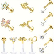 Resim Kadınlar için 16G Sevimli Cerrahi Çelik Helix Küpe, Dişsiz İtme Dudak Halkası, Tragus Medusa Conch Monroe Piercing Takı 