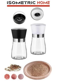 Resim 1 Adet Karışık Renk Seramik Bıçaklı Tuz, Baharat Değirmeni Siyah - Beyaz 