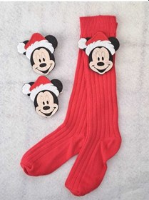 Resim Es Seri10 Çocuk Noel Baba Şapkalı Mini Figürlü Diz Altı Çorap Ve Kombin 2 Li Klips Toka Kombin Çok Renkli 
