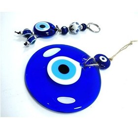 Resim Nazar Boncuğu Duvar Dekoru 9 Cm + Nazar Boncuk Anahtarlık El Yapı 