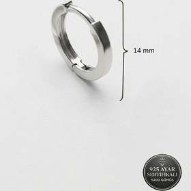 Resim 925 Ayar Gümüş Rodyum Kaplama Yuvarlak Erkek Halka Küpe - Tek 2x14mm 