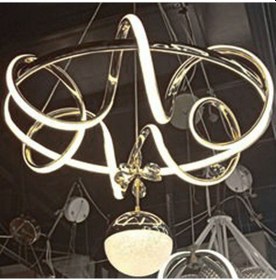 Resim Has Light Palmiye Model Led Avize 3 Renkli Krom Renk Gövde 