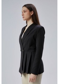 Resim Siyah Regular Fit Pile Detaylı Blazer Ceket Siyah 