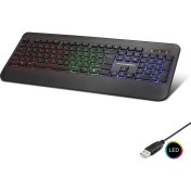 Resim Hadron Büro Ev Ofis Bilgisayar Klavyesi Için Siyah Kablolu Q LED Oyuncu Klavyesi 