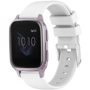 Resim Garmin Venu Sq 20mm Pürüzsüz Düz Renk Silikon Saat Bandı Beyaz İçin 