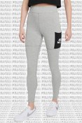 Resim Nike Sportswear Club High-Rise Leggings 2 Cepli Yüksek Belli Pamuklu Gri Tayt 