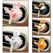 Resim Techbloom Pembe Sevimli Pilot Ordek Araba Kokusu Dondurucu Dönen Pervaneli Araba Havalandirma Fanı 