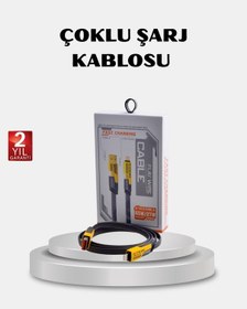 Resim Usb-c Usb-a 4 Ü 1 Arada Örgülü Kablo 65w Hızlı Şarj Metal Uç Dayanıklı 