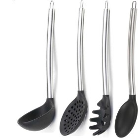 Resim Epinox Silikon Siyah Mutfak Seti 6 (Silikon Kaşık, Kepçe, Spagetti Kaşığı, Kevgir) 