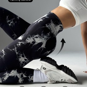 Resim Kadınlar için Yüksek Bel Dikişsiz Yoga Taytı - Esnek, Nefes Alabilir, Karın Kontrolü Koşu Pantolonları, Bisiklet ve Spor Salonu İçin - Siyah ve Beyaz Bağlama Desenli, Koşu Kıyafeti | Şık Atletik Giysi | Yüksek Elastikiyet, Antrenman Aksesuarları 