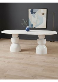 Resim Orbis Oval Ahşap Yemek Masası 100x200 Beyaz 