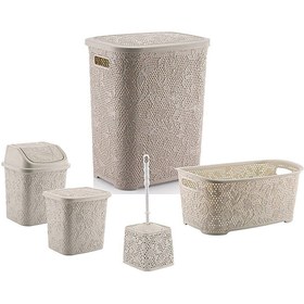 Resim Blueeslife 5 Parça Banyo Seti Kirli Sepeti Çamaşır Selesi 