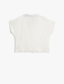 Resim Kız Çocuk Crop Oversize Gömlek Kısa Kollu Dantelli 