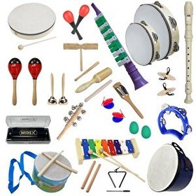 Resim Midex Örf Aletleri Seti Over Paket-3 Marakas Zil Üçgen Ksilofon Melodika Mızıka Davul Flüt (23 Parça) 