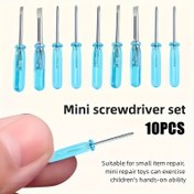 Resim 10 Adet Mavi Mini Tornavida Seti - Oyuncak Tamiri & DIY Projeleri İçin Mükemmel, Gençlerin El Becerileri Gelişimi İçin İdeal Hediye, Çapraz Kelime, Kristal, Şükran Günü 