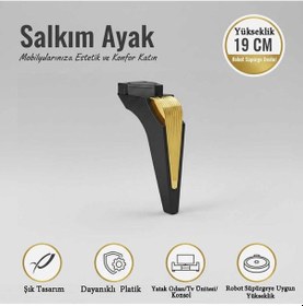 Resim Lüks Salkım Ayak 19 Cm Siyah-altın Mobilya Kanepe Sehpa Tv Ünitesi Koltuk Genç Ve Çocuk Odası Ayağı Siyah 