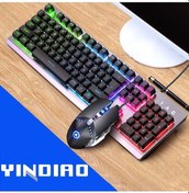 Resim Rogfer Yındıao K002 Usb Kablolu Mekanik Hissediyorum Rgb Arkadan Aydınlatmalı Klavye + Optik Sessiz Fare Seti Siyah - Siyah Optik 