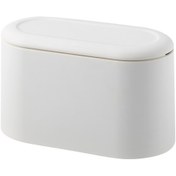 Resim Wezone Beyaz Parlak Yüzeyli Japon Stili Basılabilir Kapaklı Çift Katlı Masaüstü Çöp Kutusu - Kuzey Avrupa Tarzı Organizasyon Kutusu 