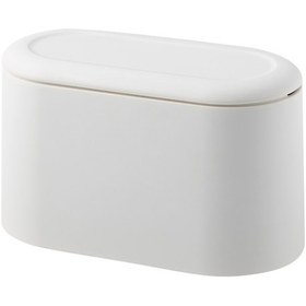 Resim Wezone Beyaz Parlak Yüzeyli Japon Stili Basılabilir Kapaklı Çift Katlı Masaüstü Çöp Kutusu - Kuzey Avrupa Tarzı Organizasyon Kutusu 